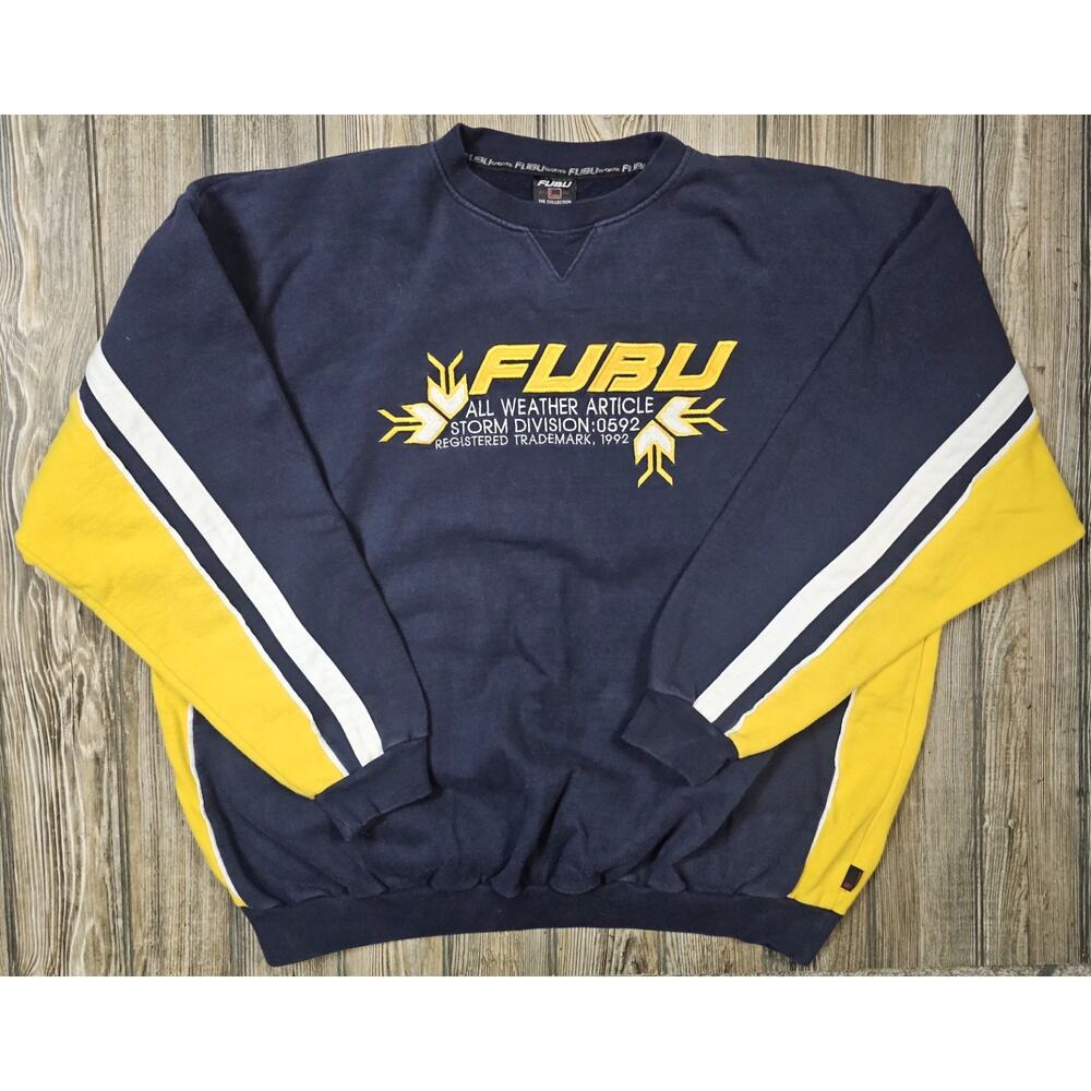 Vintage Fubu Sports Crewneck Sweatshirt Mens XXXL 3XL Heavy Y2K Hip Hop Street